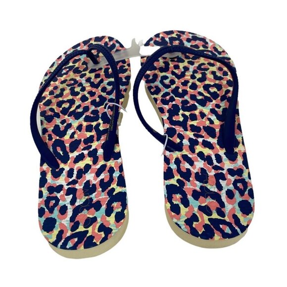 NEW Nordstrom Abound Leyo Flip Flops Leopard Print Pink Size 10 Sandals Blue - Picture 5 of 10